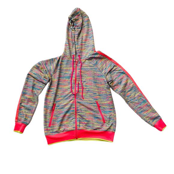 Juicy Couture Sport Y2K Woman's Size XS Retro Neon Pink Multicolor Zip Up Hoodie - Picture 1 of 13